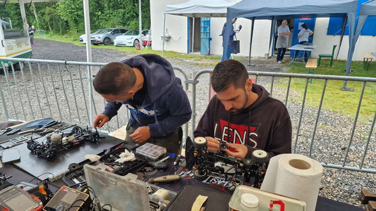 One of our hardworking RC legends in the flesh! Nicola Marrone of Hotrace Tyres Factory and LensBodies - shown here in the pits at the 1/10th IC Track Euros but trackside at nearly every Euros event we've covered so far this year!