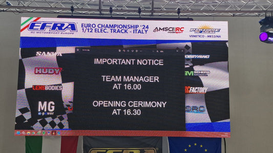 A slight change to the schedule, at 16:30 CET we will be LIVE 🔴 on the EFRA Facebook page with the Opening Ceremony from the 1/12th scale European Championships in Messina, Sicily 🇮🇹
#rcmotorsporteurope #EFRA12thEC #rccars #rcracing