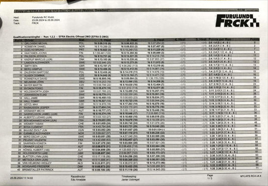 Top 40 drivers after Q3 at the EFRA 1:10th Buggy Euros